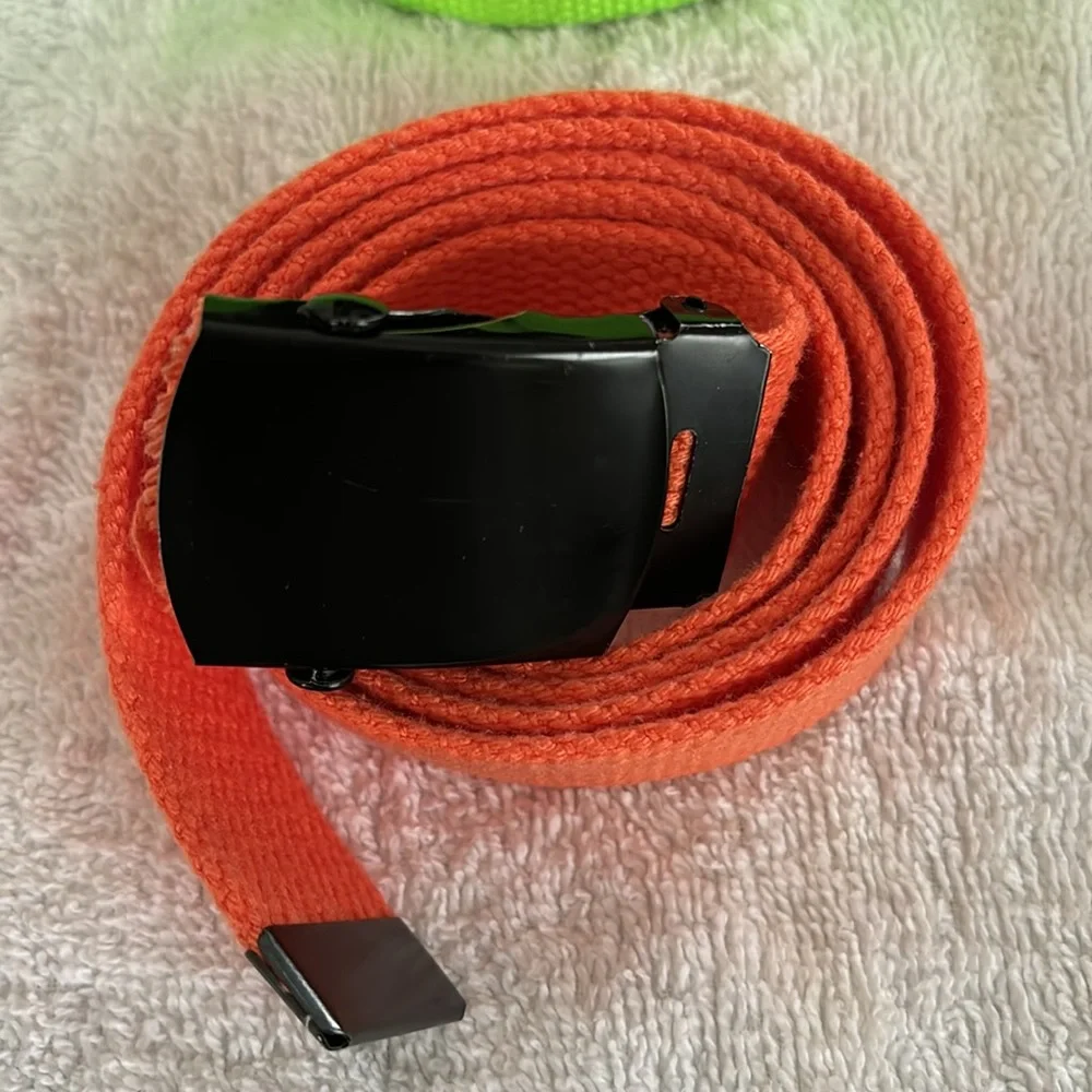 Canvas Web Belts Fully Adjustable Cut to Fit Golf Belt Flip Top Black Buckle - Picture 3 of 9